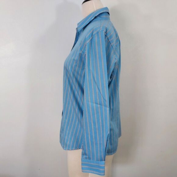 Foxcroft Blue Striped Button Down Shirt - Picture 4 of 12